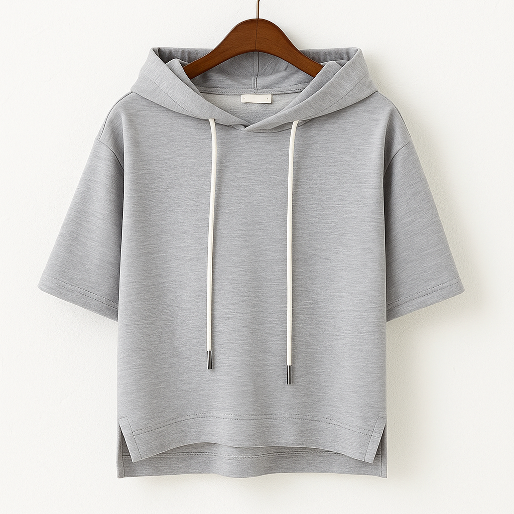 Women's Short Sleeve Hoodie Top – Lightweight Relaxed Everyday Style