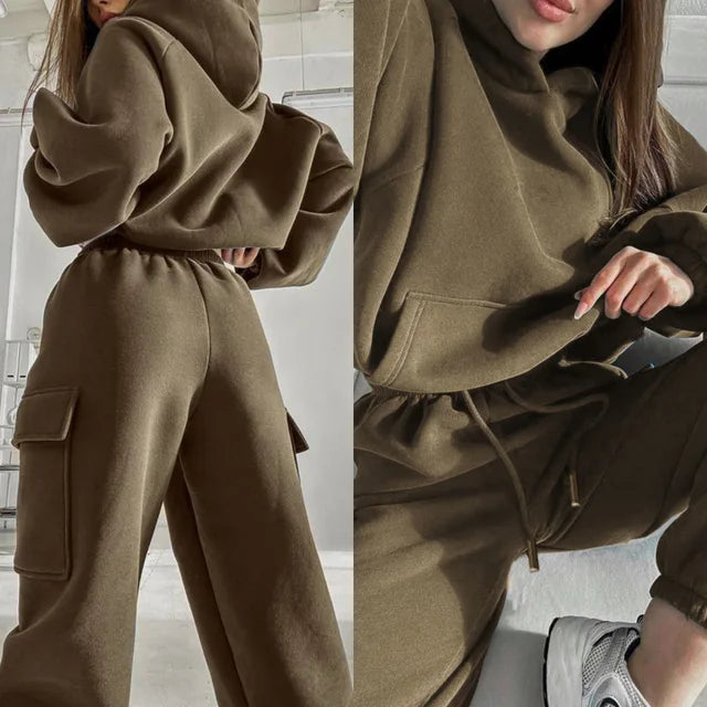 Women’s Casual Hooded Track Set – Relaxed Two-Piece Jogger Outfit