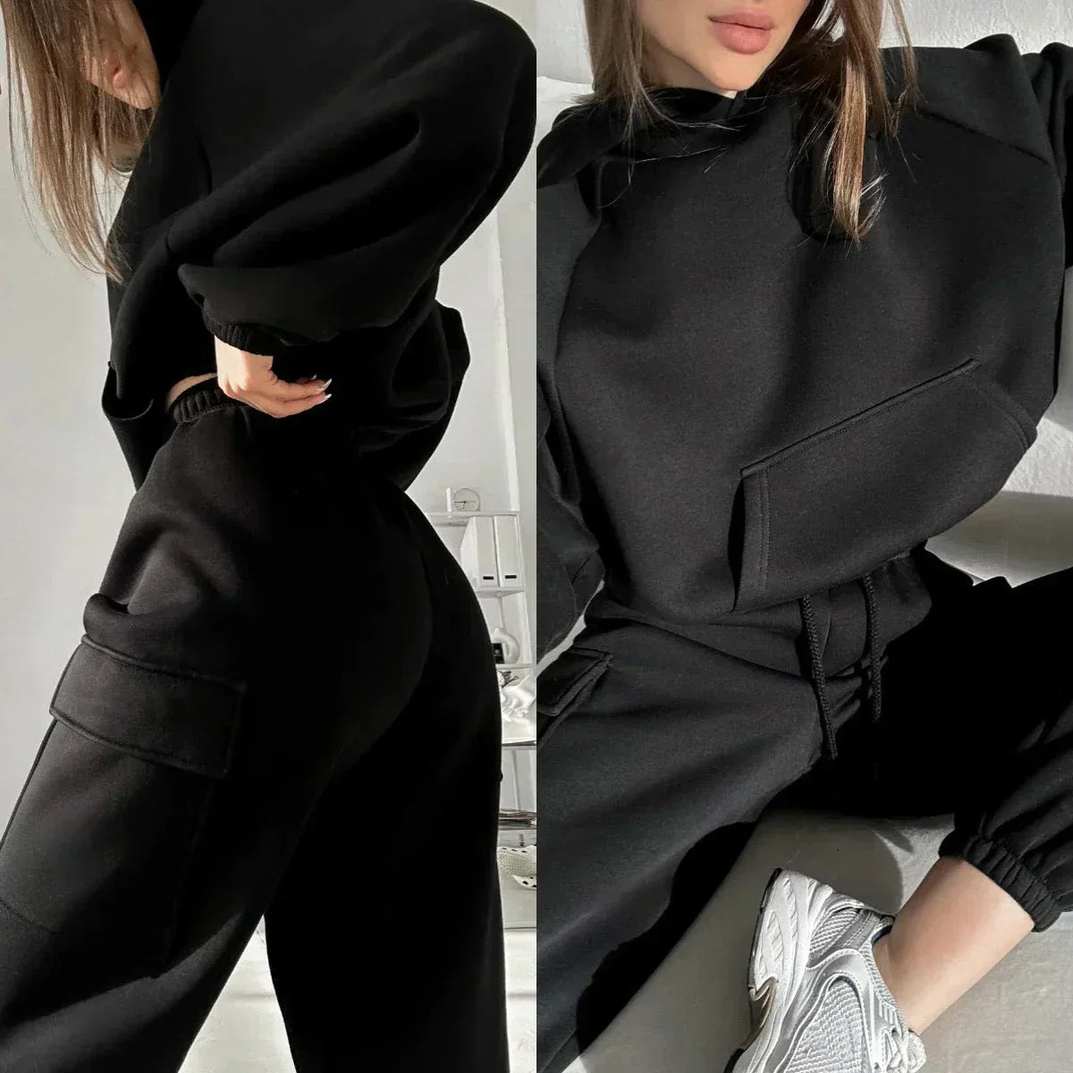Women’s Casual Hooded Track Set – Relaxed Two-Piece Jogger Outfit
