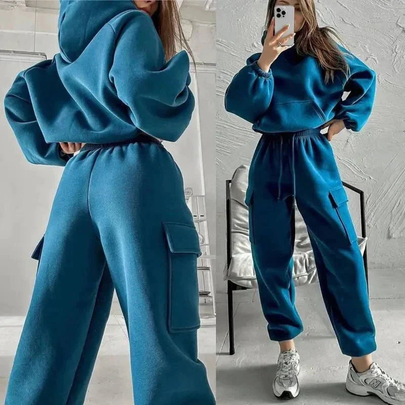 Women’s Casual Hooded Track Set – Relaxed Two-Piece Jogger Outfit