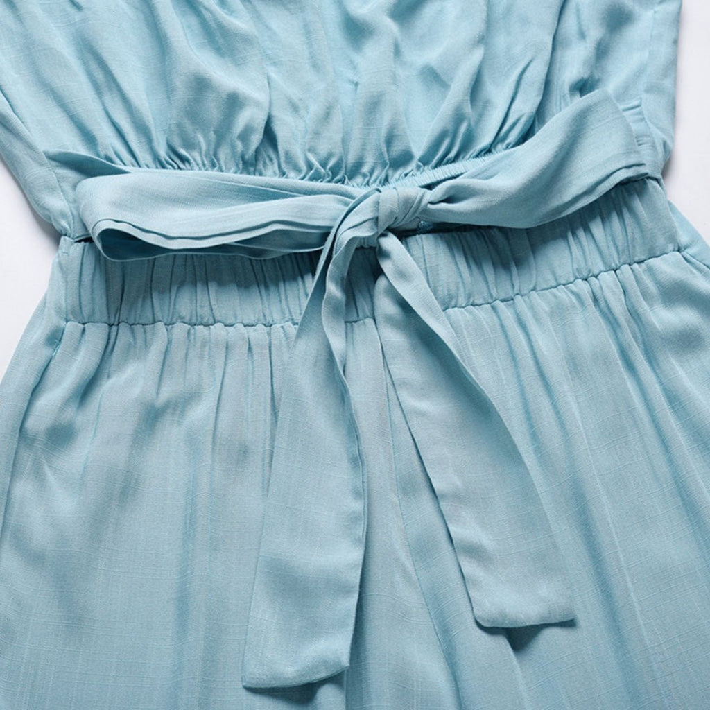 Women's Strapless Wide Leg Jumpsuit – Tie Waist Elegant Summer Outfit
