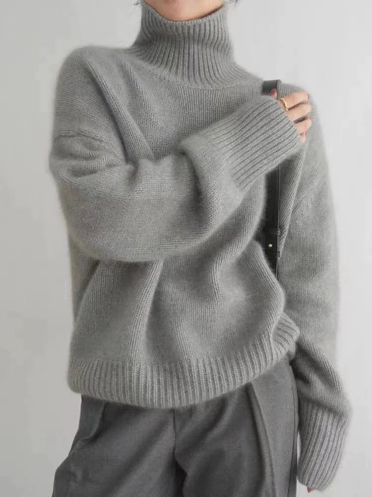 Women’s Oversized Chunky Knit Jumper – Premium High-Neck Sweater