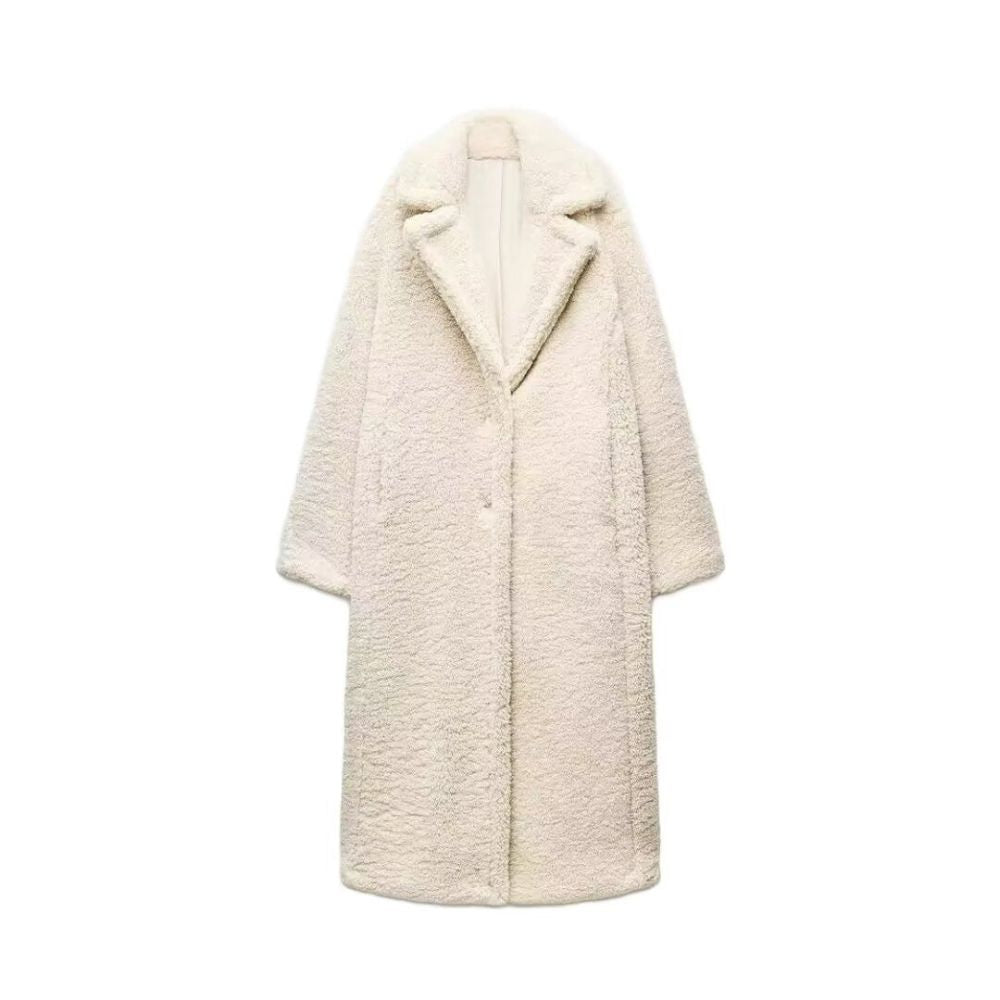 Long Teddy Coat With Lapel Collar - Warm and Soft