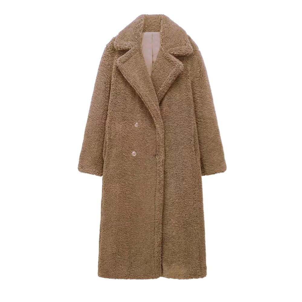 Long Teddy Coat With Lapel Collar - Warm and Soft