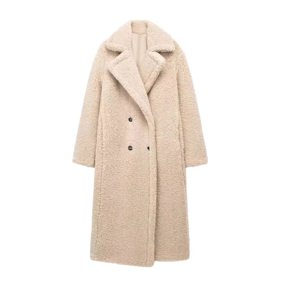 Long Teddy Coat With Lapel Collar - Warm and Soft
