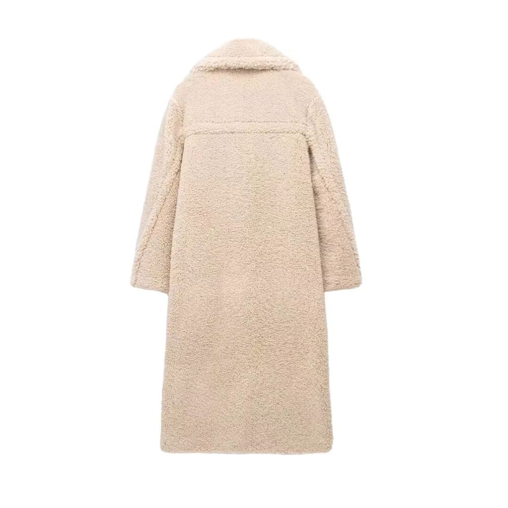 Long Teddy Coat With Lapel Collar - Warm and Soft