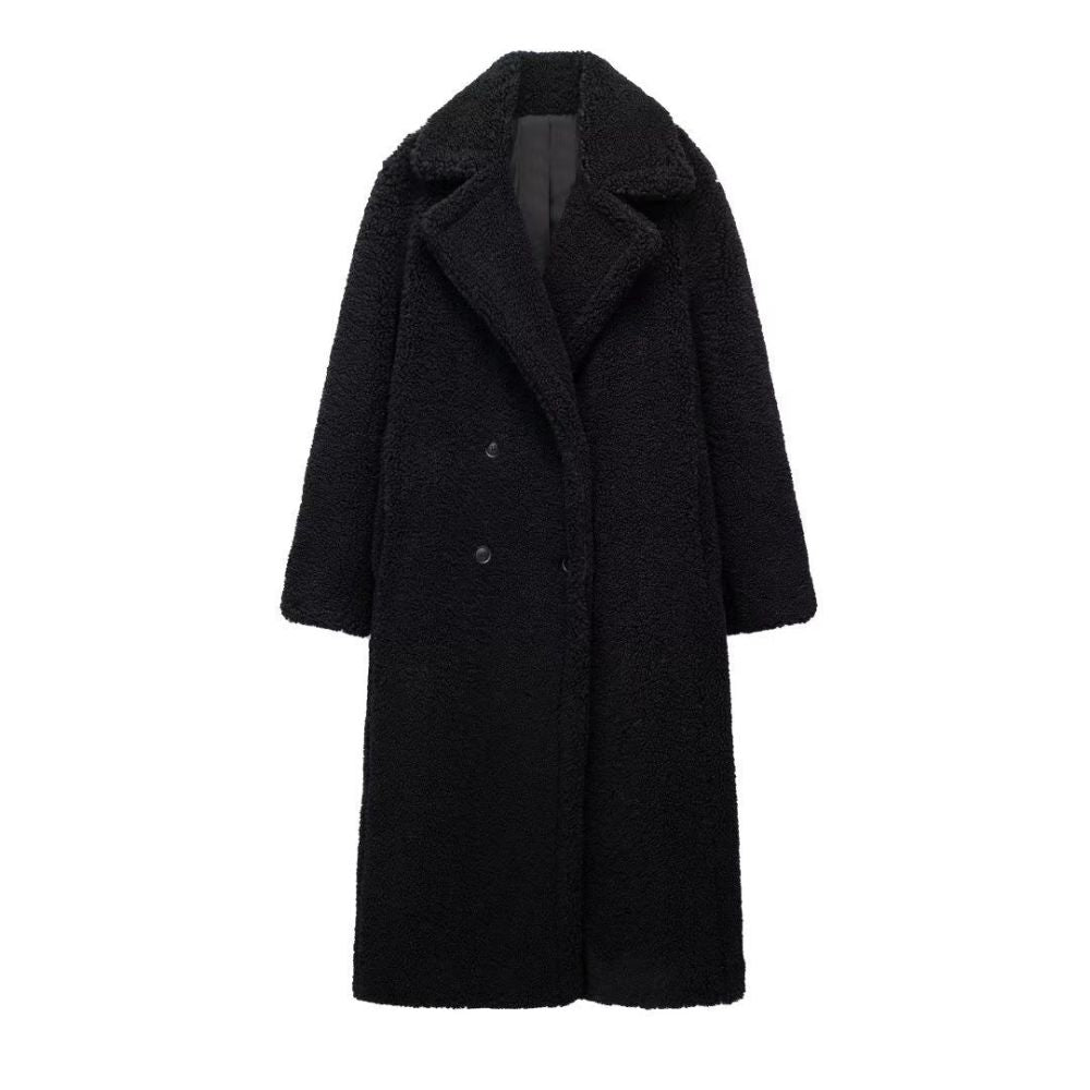 Long Teddy Coat With Lapel Collar - Warm and Soft