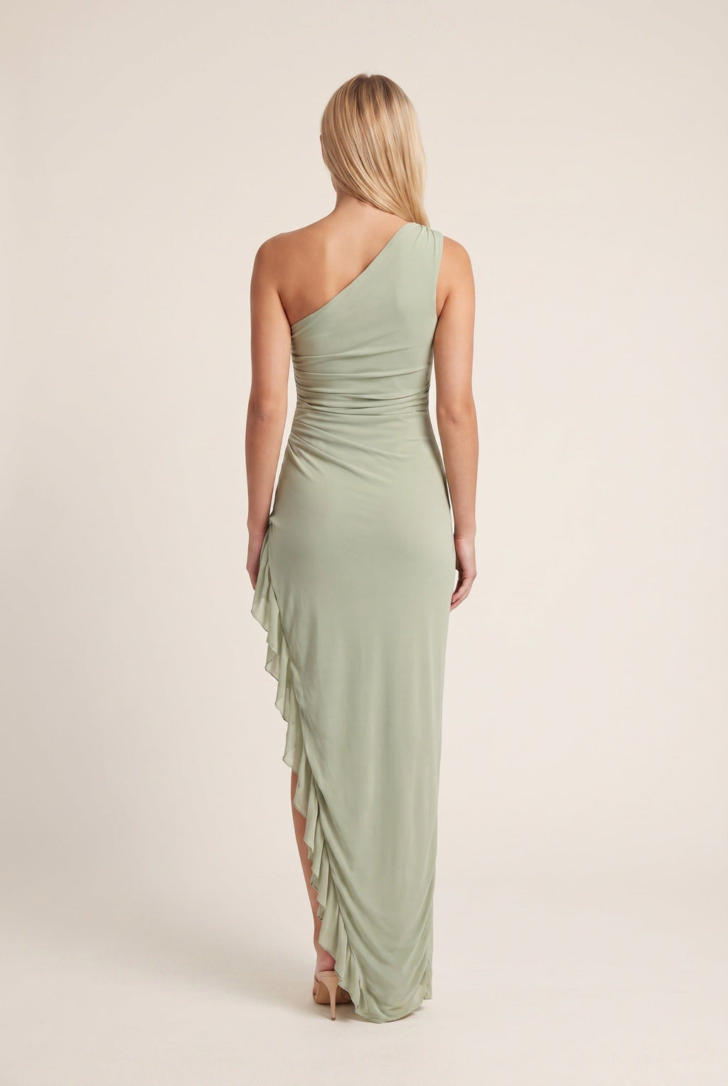 Women's One-Shoulder Ruffle Maxi Dress – Asymmetric Occasion Style
