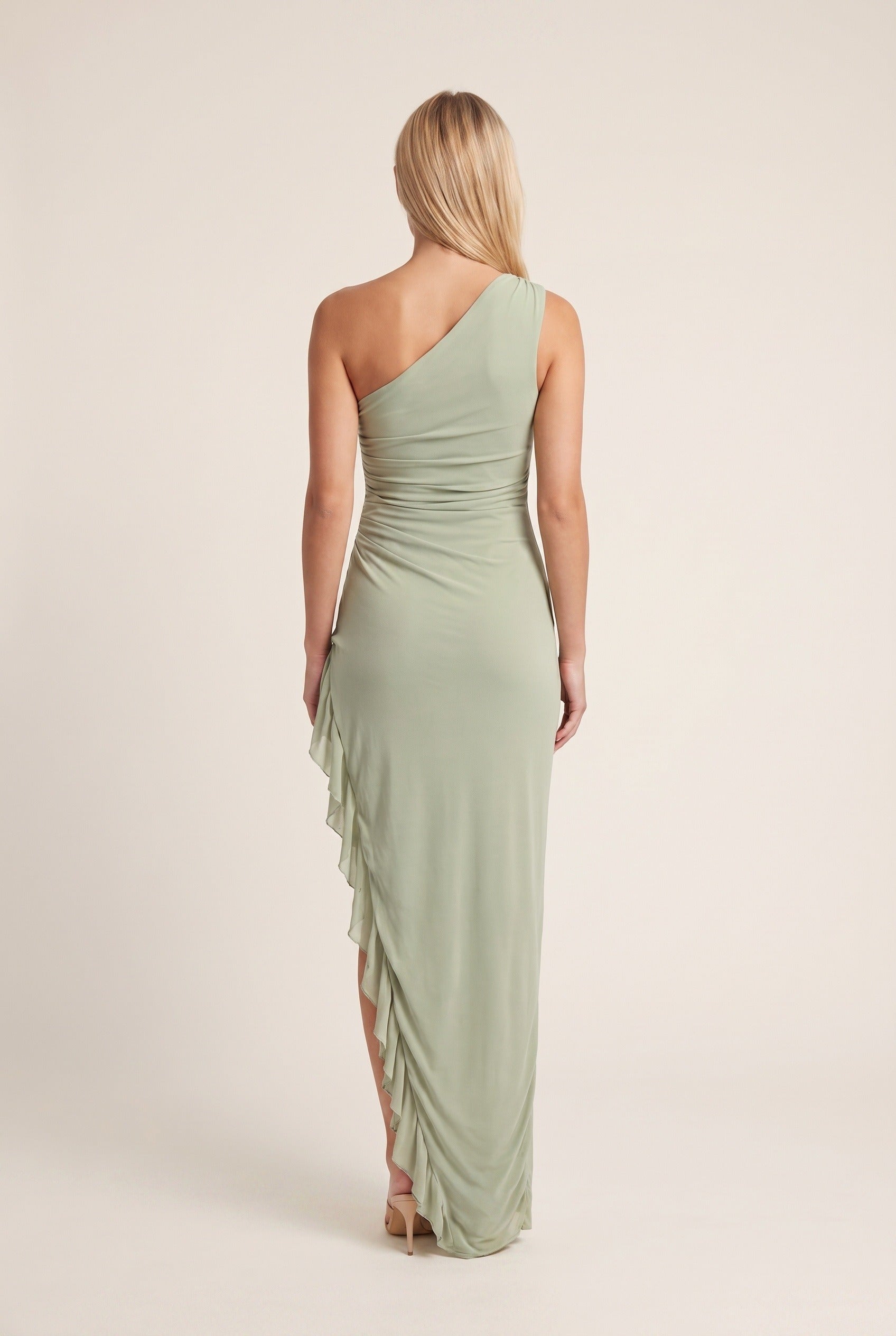 Women's One-Shoulder Ruffle Maxi Dress – Asymmetric Occasion Style