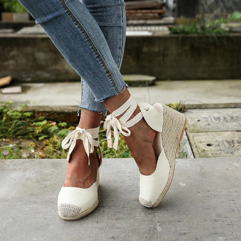 Women's Wedge Sandals – Bow Strap Comfortable Dress Sandals