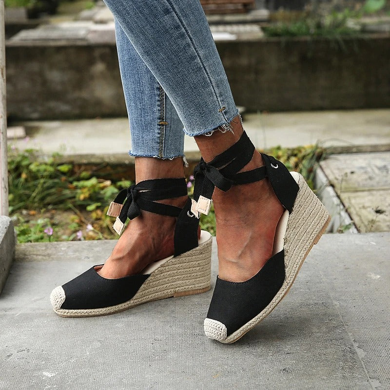 Women's Wedge Sandals – Bow Strap Comfortable Dress Sandals