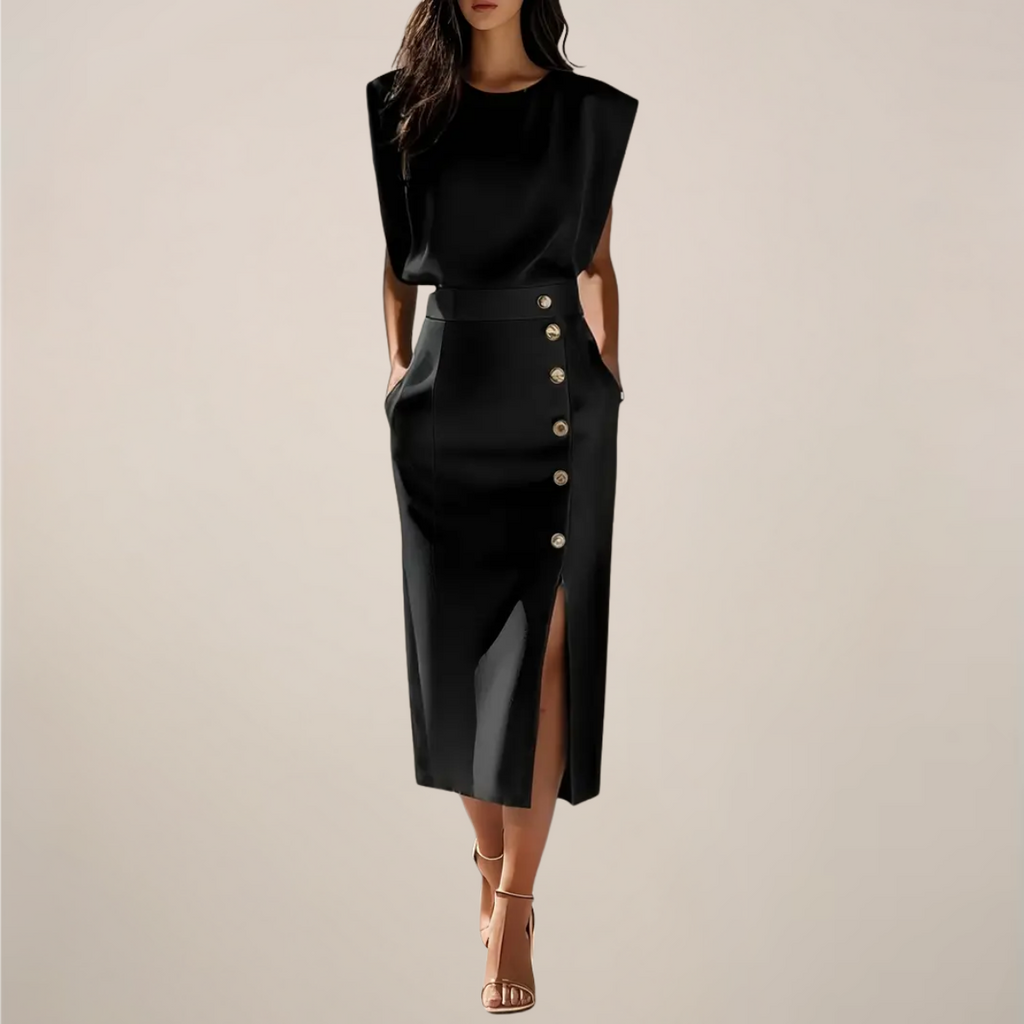 Women's Elegant Midi Dress – Polished Flowy Occasion Dress