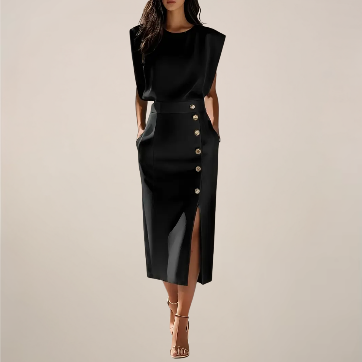 Women's Elegant Midi Dress – Polished Flowy Occasion Dress