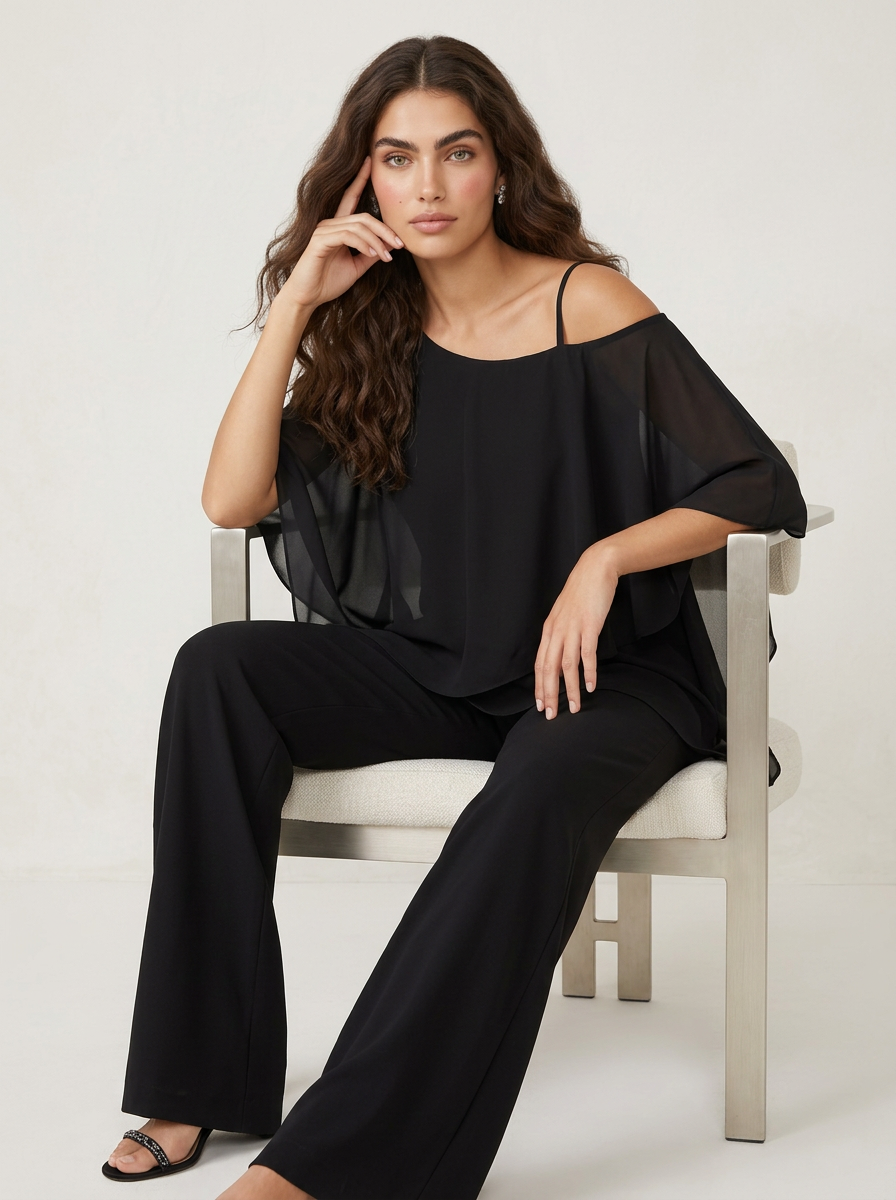 Women's Chiffon Matching Set – Elegant Two Piece Outfit