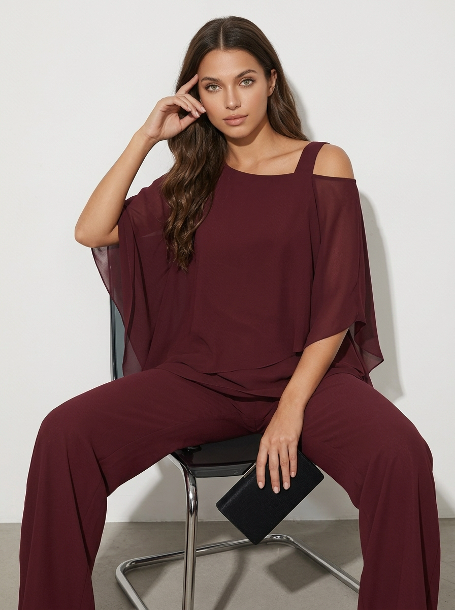 Women's Chiffon Matching Set – Elegant Two Piece Outfit