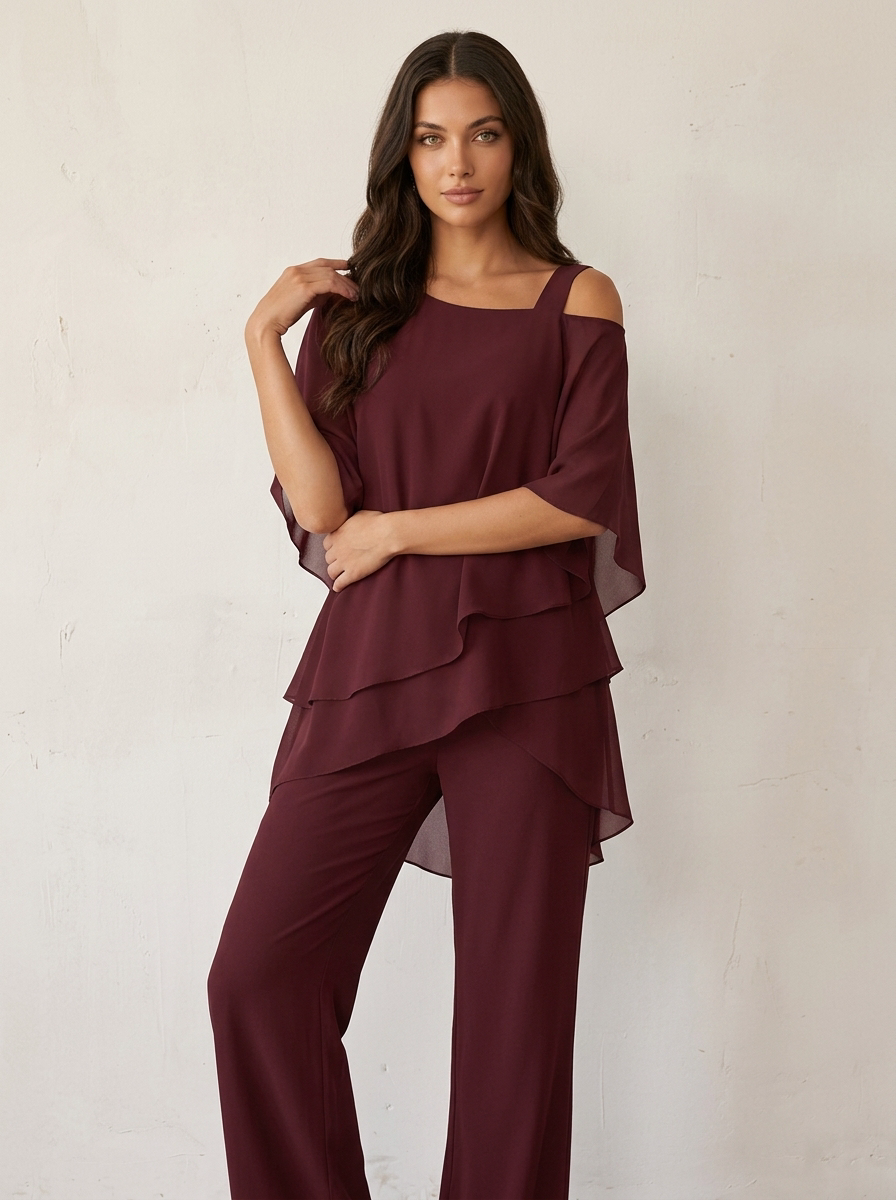 Women's Chiffon Matching Set – Elegant Two Piece Outfit