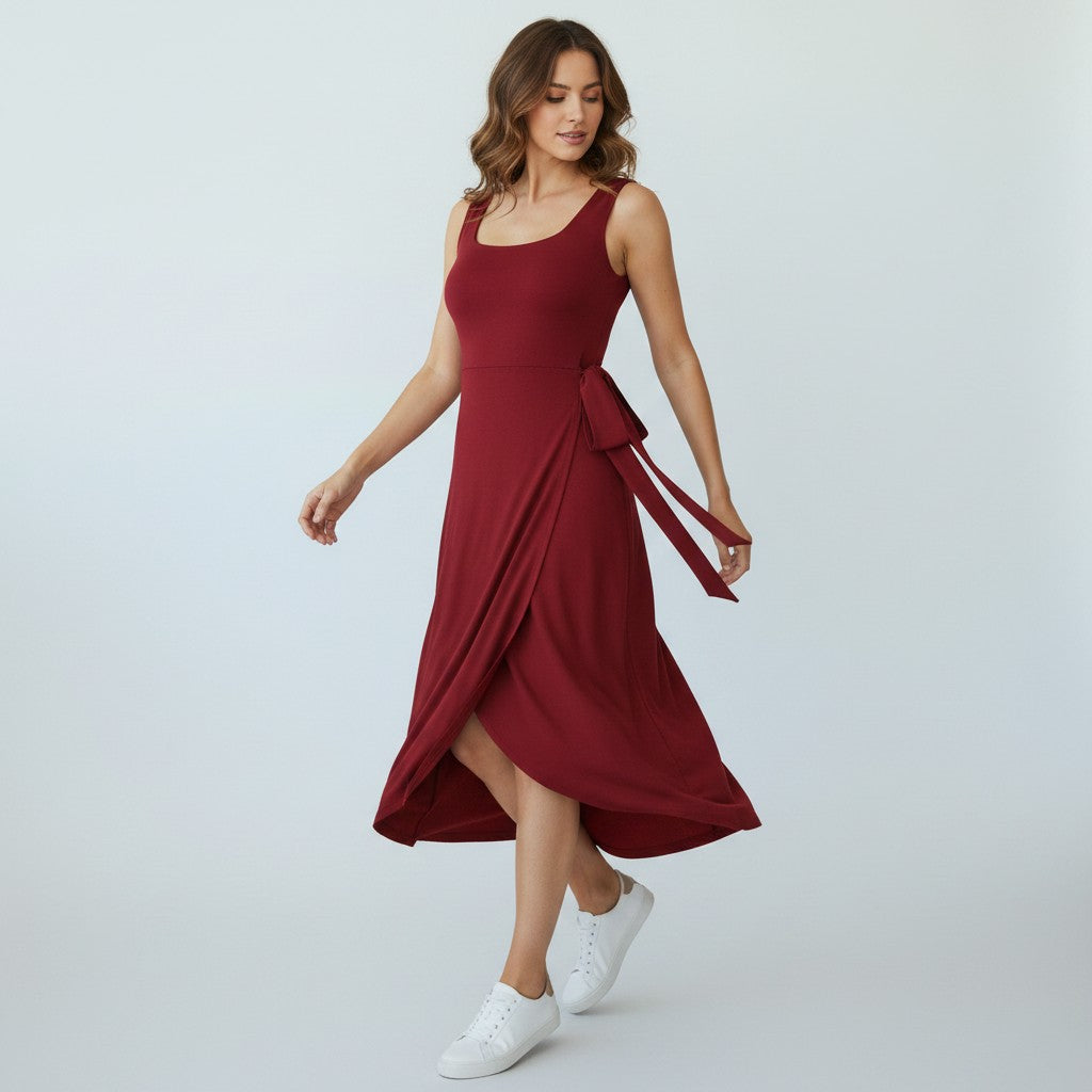 Women's Wrap Dress – Stretchy Summer V-Neck Day Dress