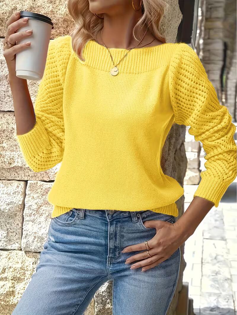 Emma Round-Neck Long-Sleeve Sweater - Breathable and Light