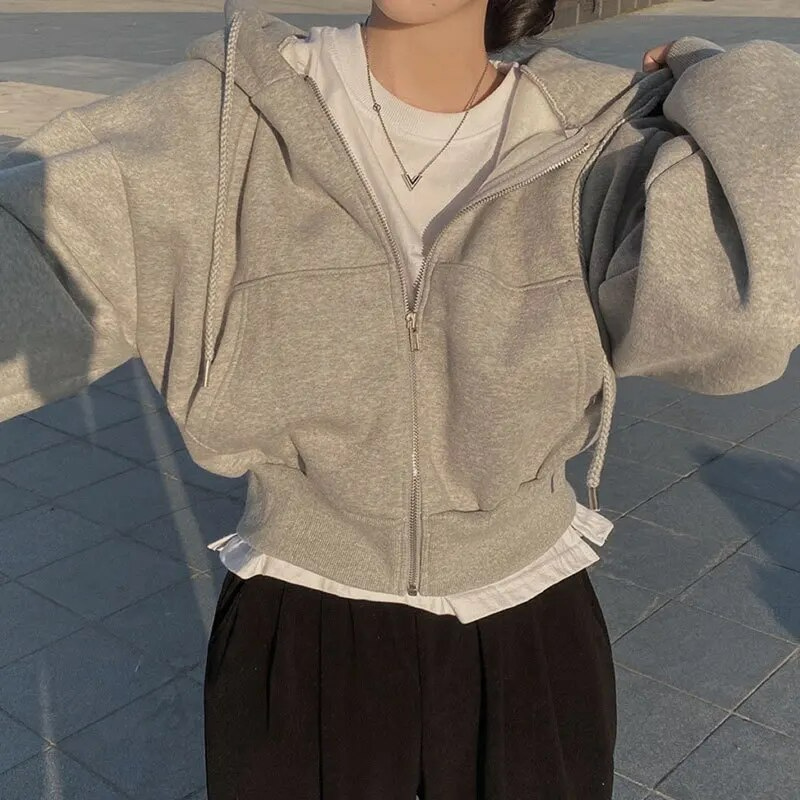 Plus Size Zipper Hoodie for Women