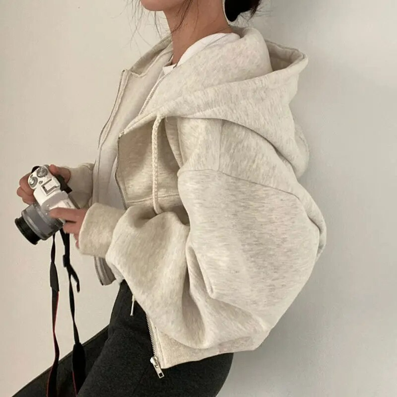 Plus Size Zipper Hoodie for Women