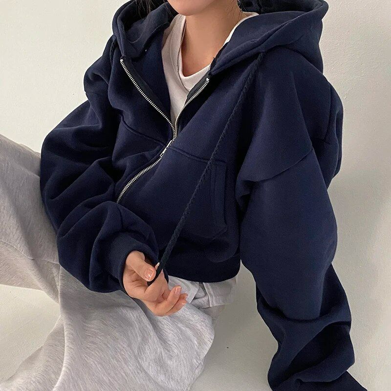 Plus Size Zipper Hoodie for Women