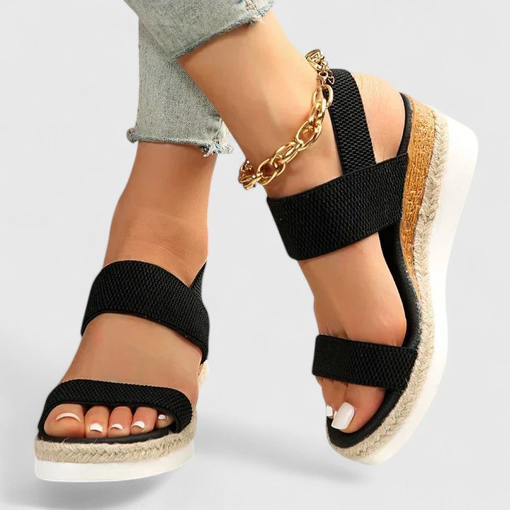 Women's Comfortable Wedge Sandals – Stretch Strap Cushioned Summer Shoes
