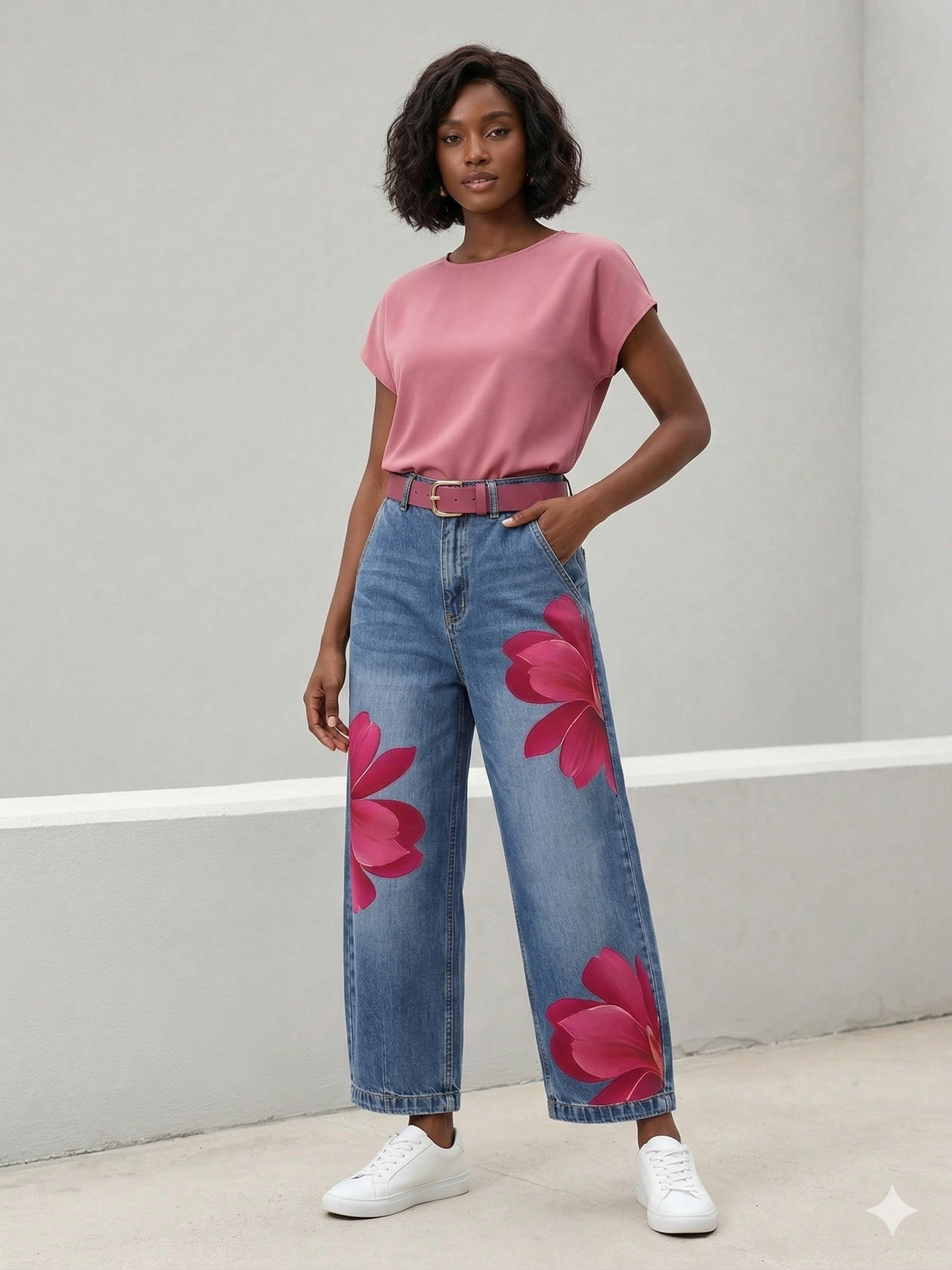 Women's Floral Wide Leg Trousers - Bold Casual Statement Style