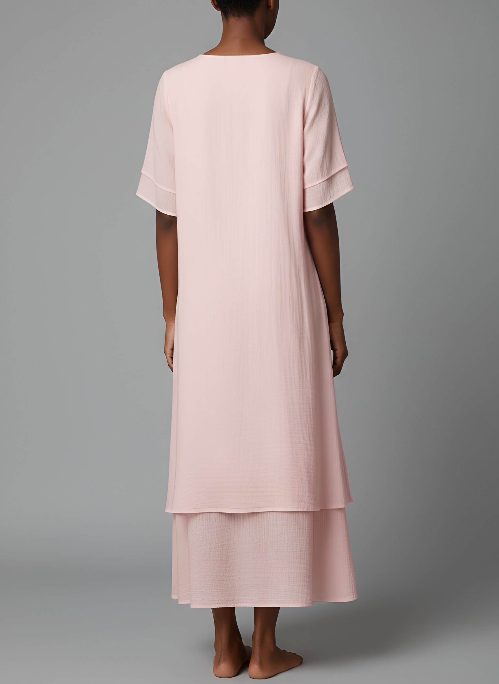 Women's Cotton Blend Maxi Dress – Short Sleeve Dress with Irregular Hem