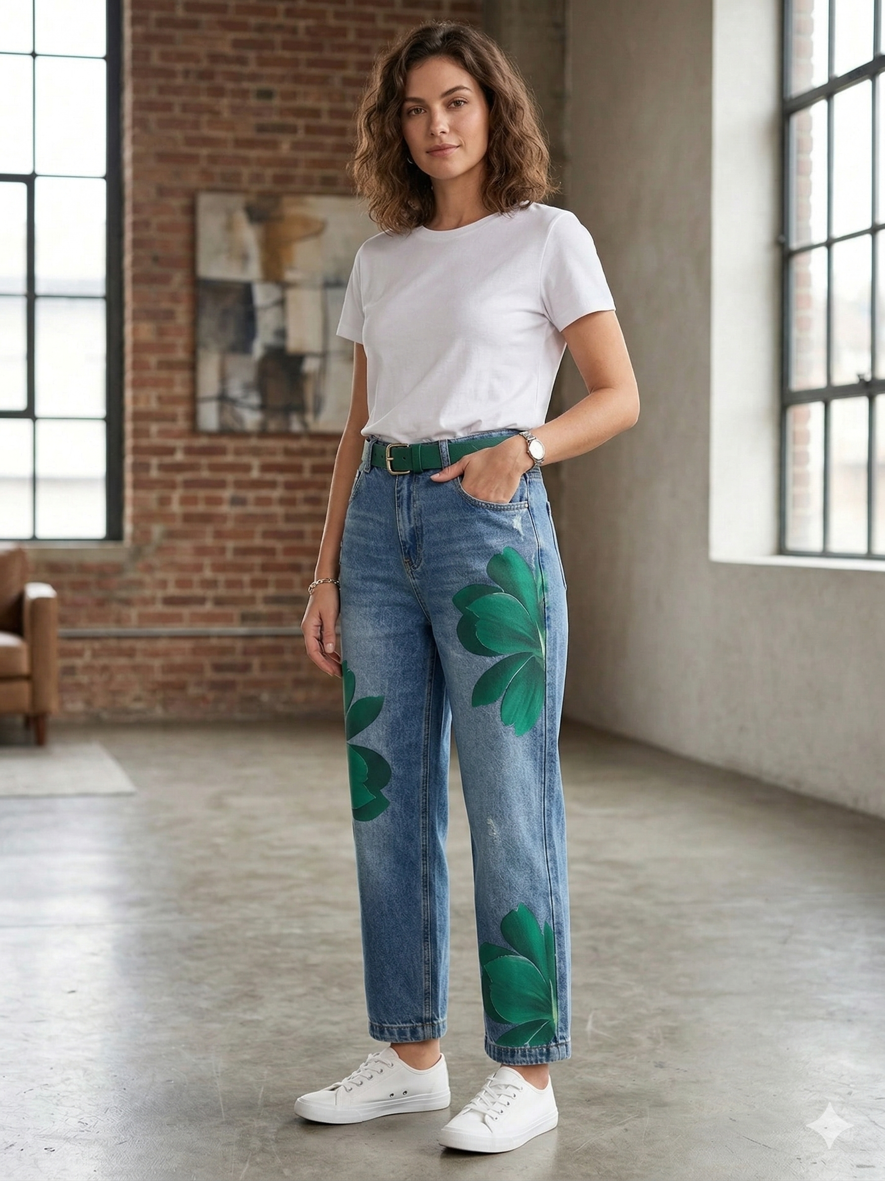 Women's Floral Wide Leg Trousers - Bold Casual Statement Style