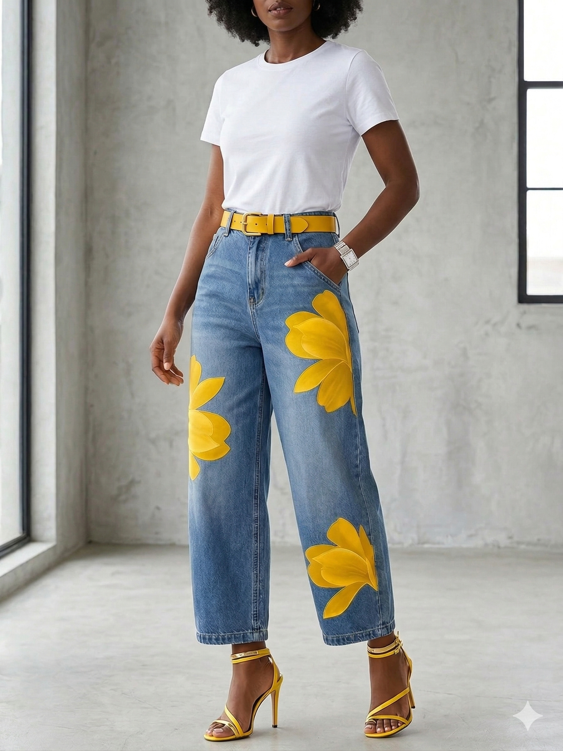 Women's Floral Wide Leg Trousers - Bold Casual Statement Style