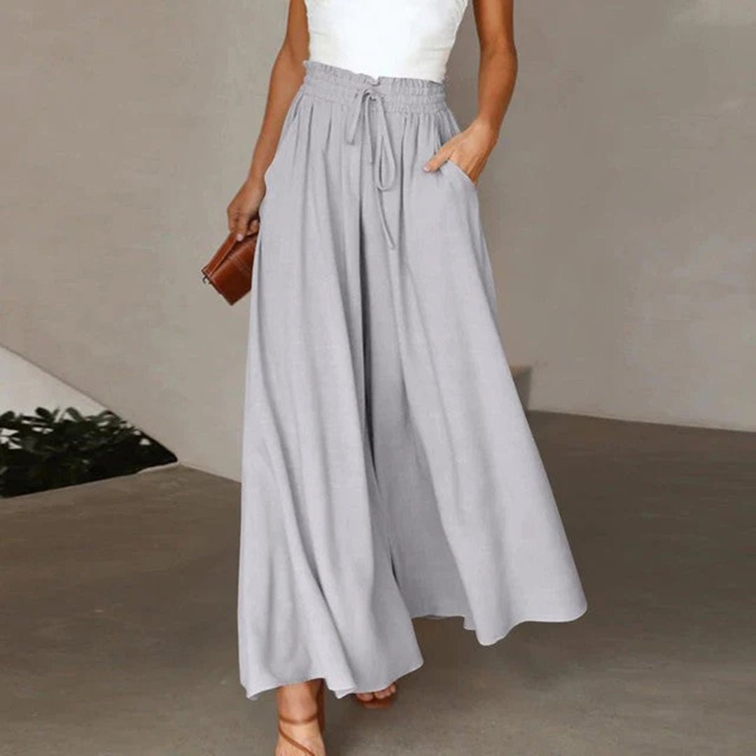 Women's Wide Leg Trousers – Flowy Elastic Waist Pocket Pants