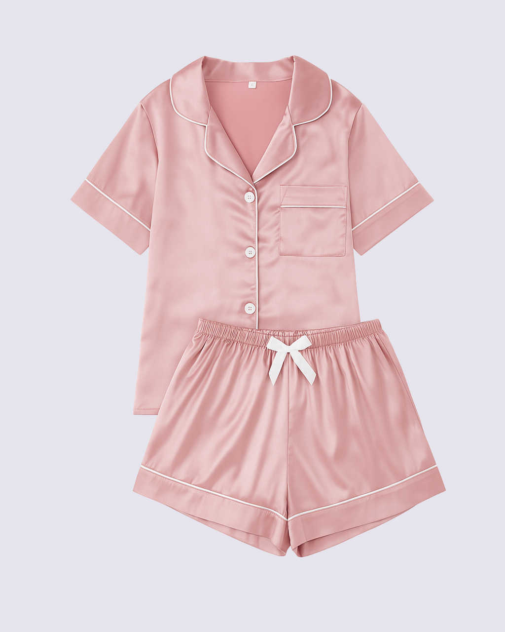 Satijnen pyjamaset met korte mouwen en korte broek voor dames