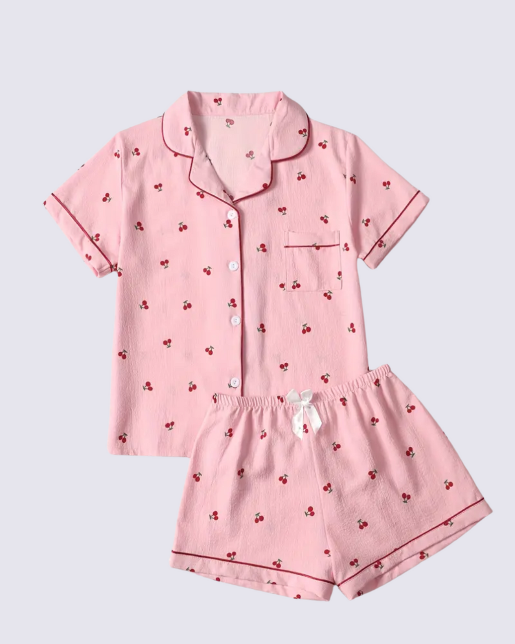 Roze Bubble Wrinkle Comfort Pyjamaset voor dames