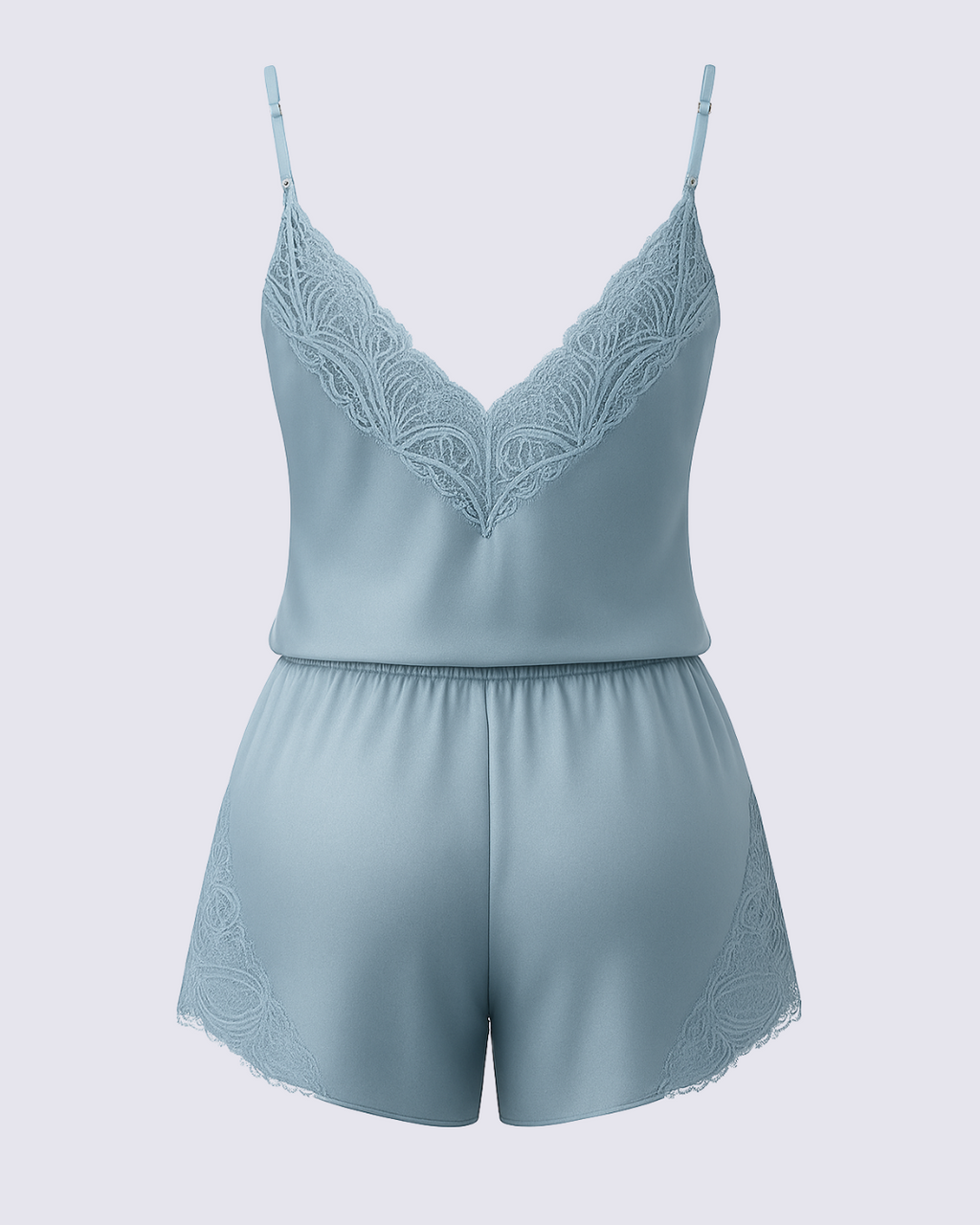 Women's Elegant Simple Comfort Satin Contrast Lace Pajama Set