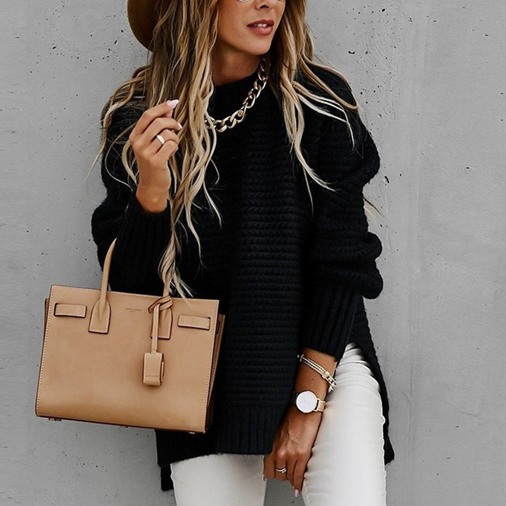 Half-Neck Knit Sweater - Elegant and Soft