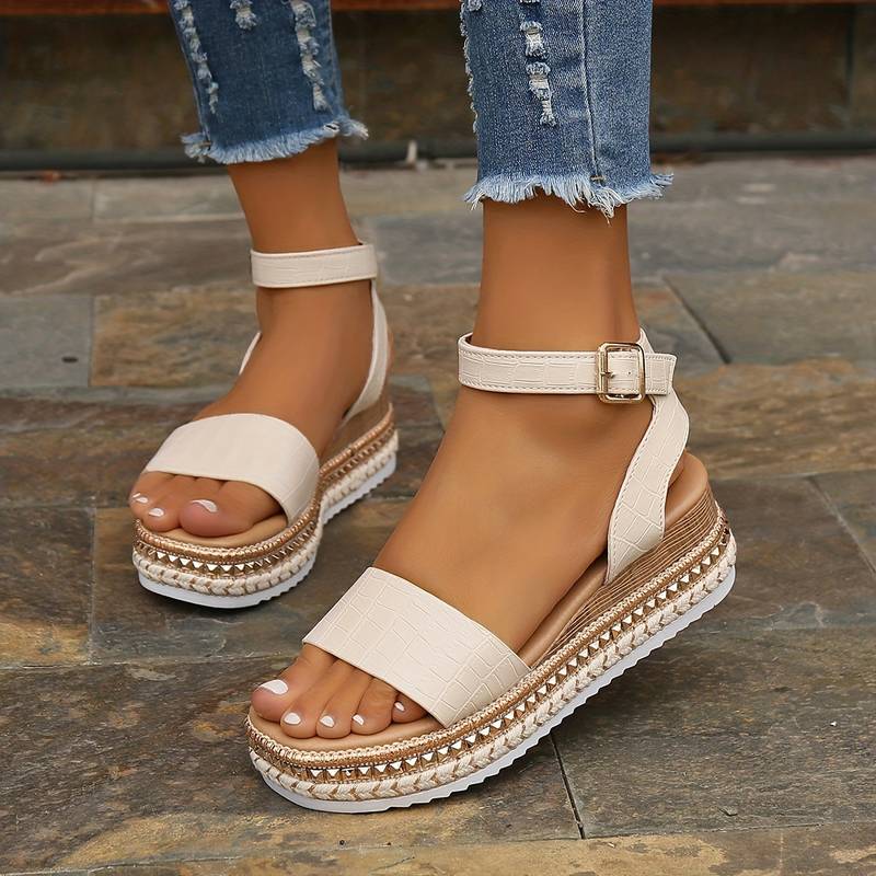 Women's Platform Sandals – Textured Sole Ankle Strap Summer Shoes