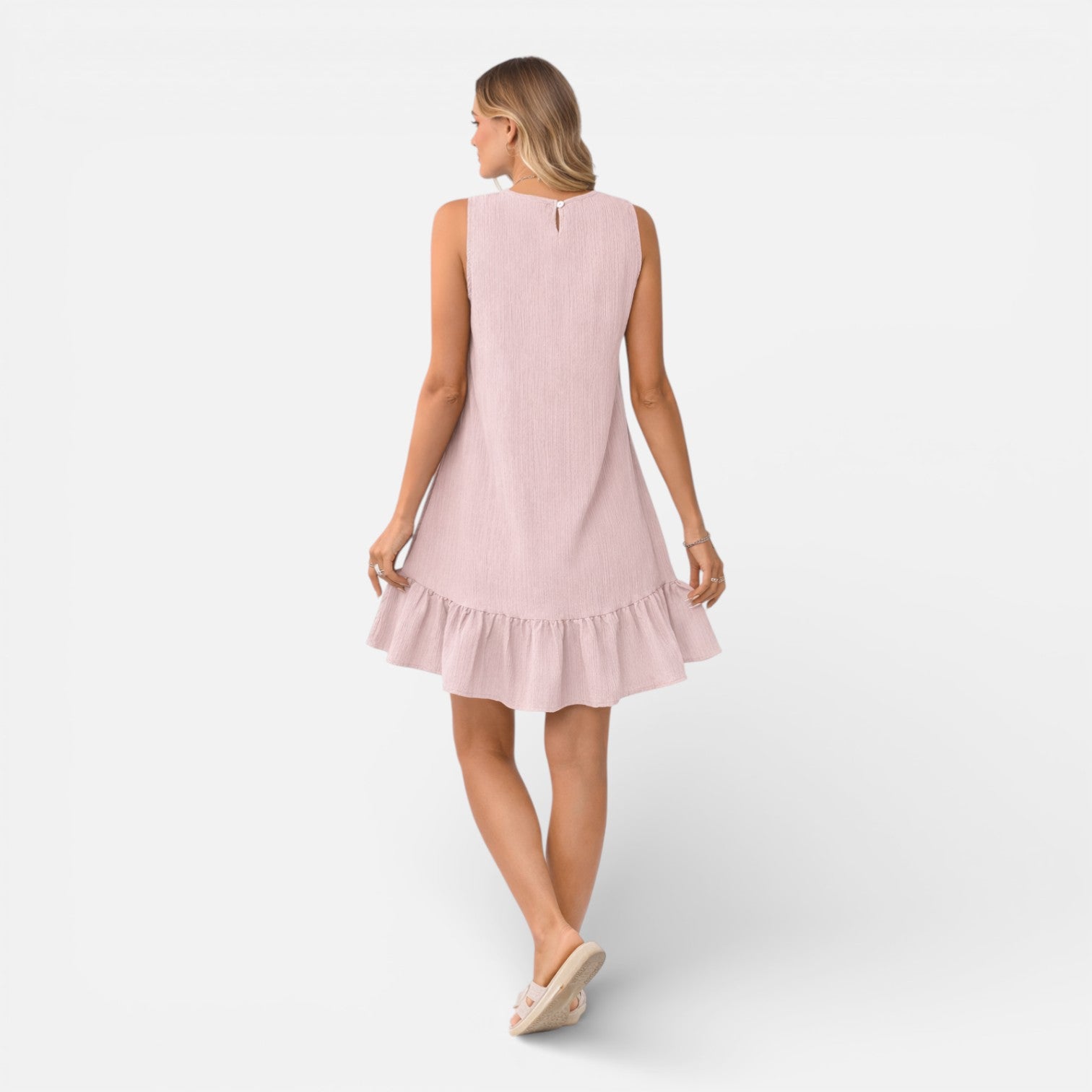 Women’s Sleeveless A-Line Dress – Lightweight Ruffle Hem Summer Dress