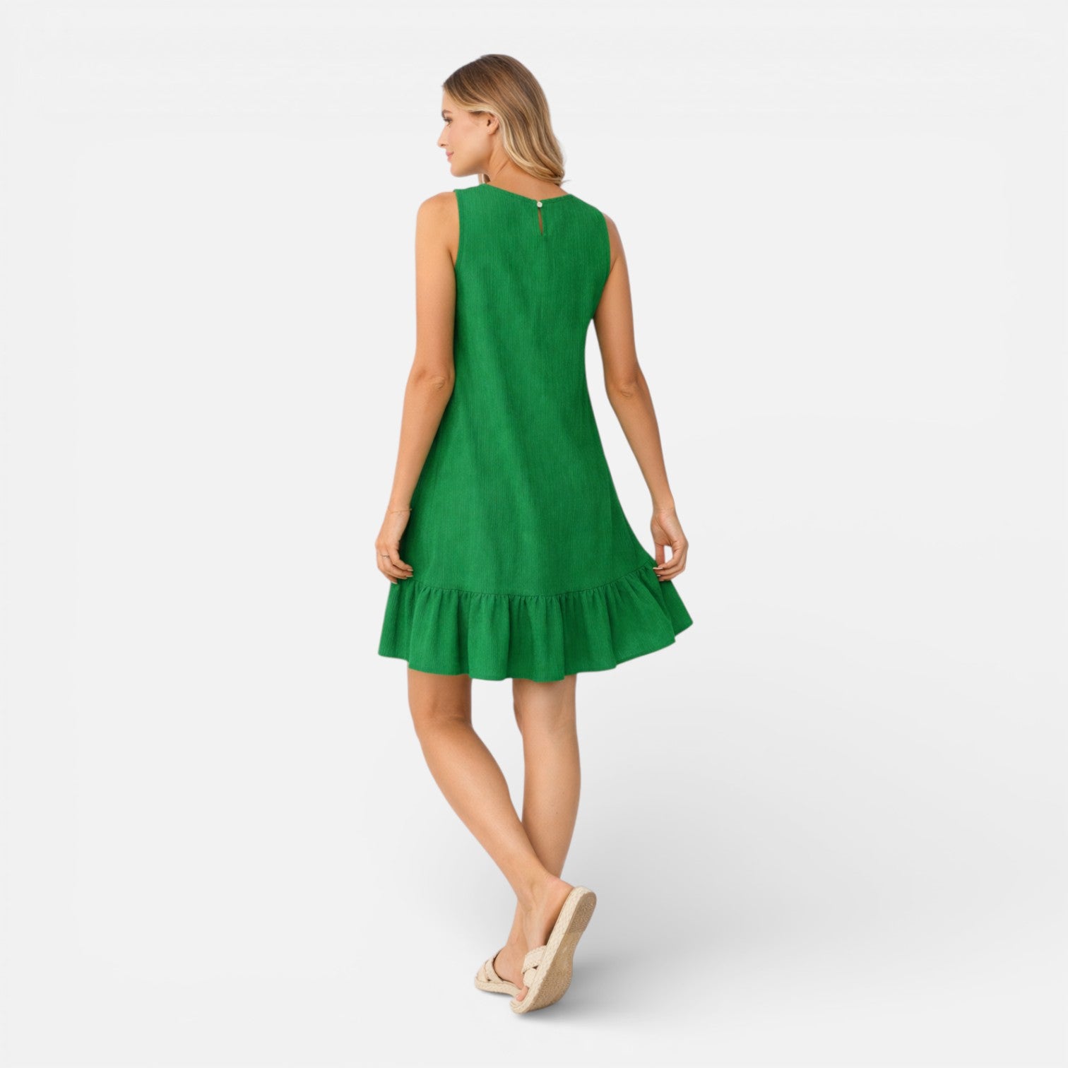 Women’s Sleeveless A-Line Summer Dress – Elegant Ruffle Hem Dress