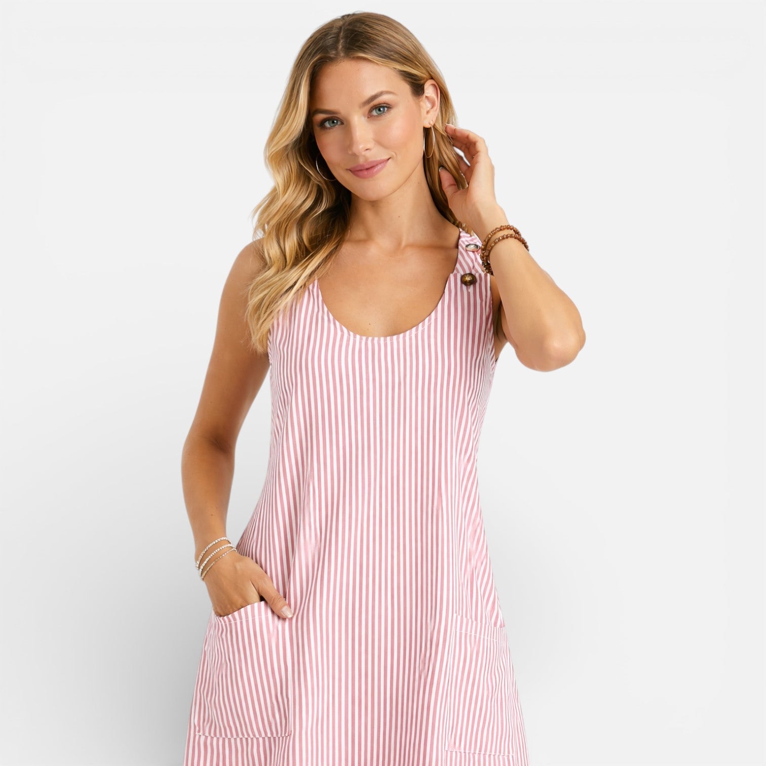 Women’s Striped Cotton Summer Dress – Elegant A-Line Everyday Dress