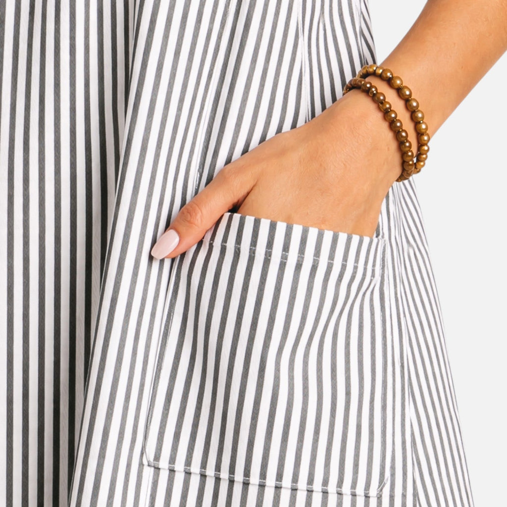 Women’s Striped Cotton Summer Dress – Elegant A-Line Everyday Dress