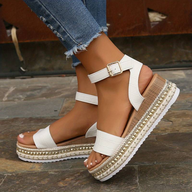 Women's Platform Sandals – Textured Sole Ankle Strap Summer Shoes