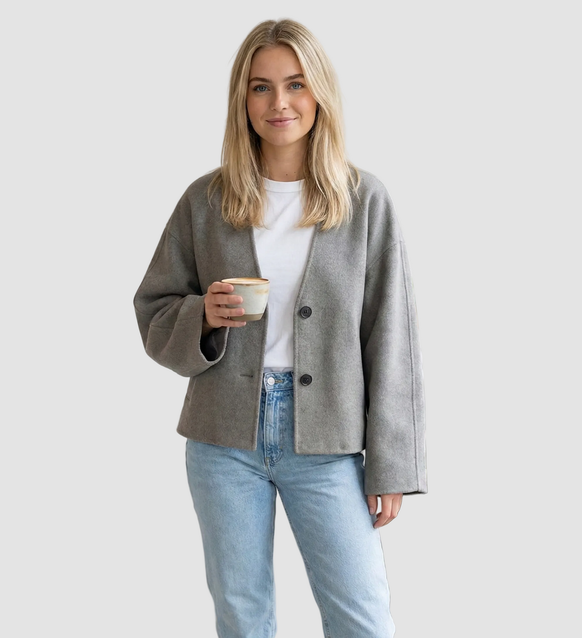 Short Buttoned V-Neck Cardigan - Soft and Easy