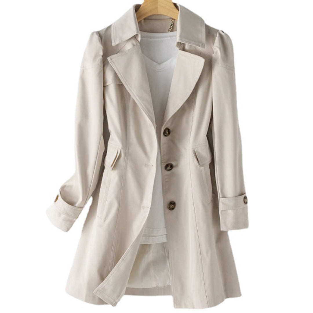 Women's Belted Trench Coat – Double-Breasted Classic Collar Jacket