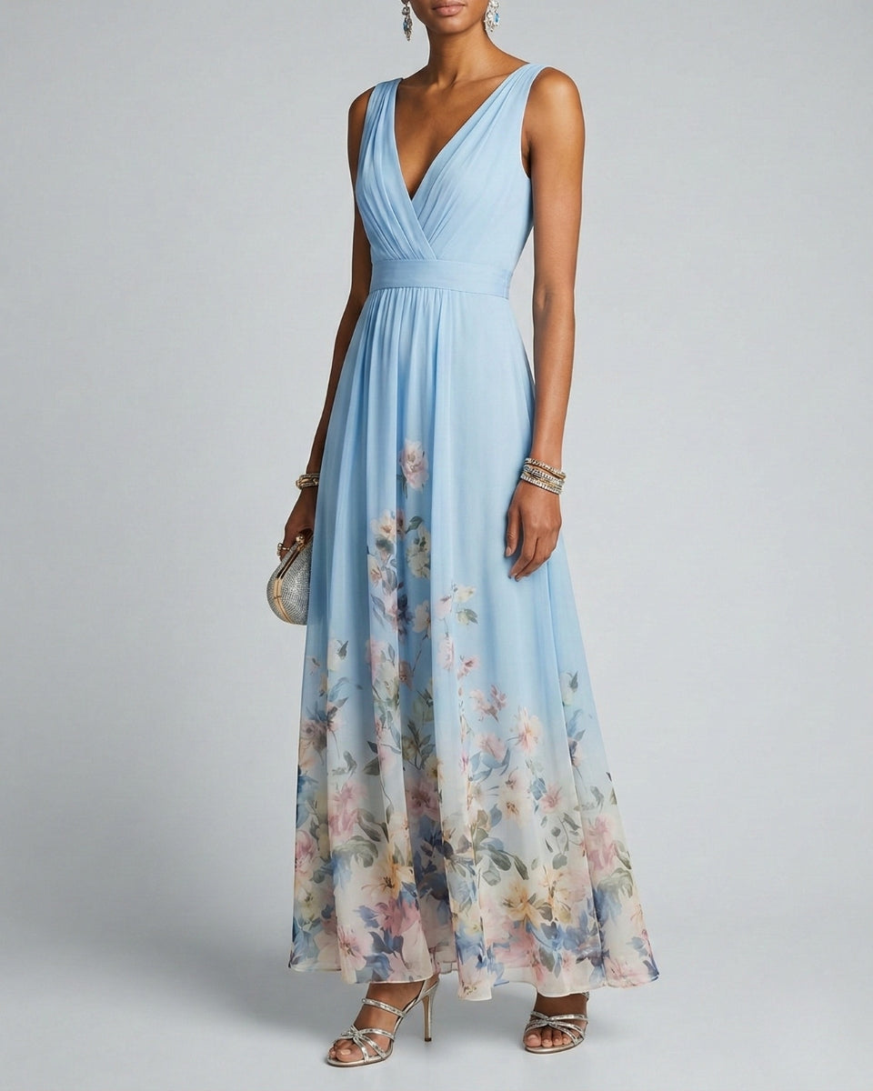 Luna’s Women’s V-Neck Maxi Dress – Enchanted Twilight Elegant Party Style