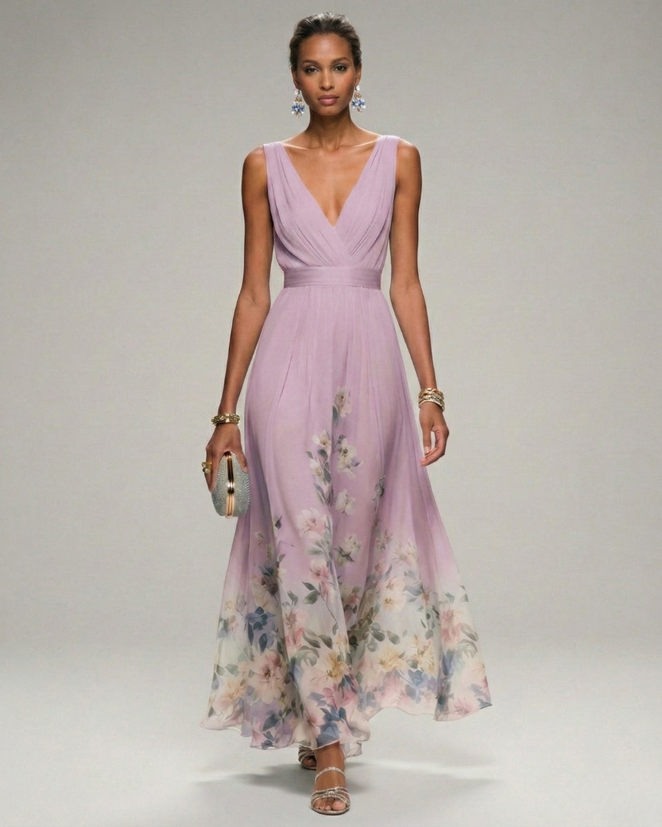 Luna’s Women’s V-Neck Maxi Dress – Enchanted Twilight Elegant Party Style