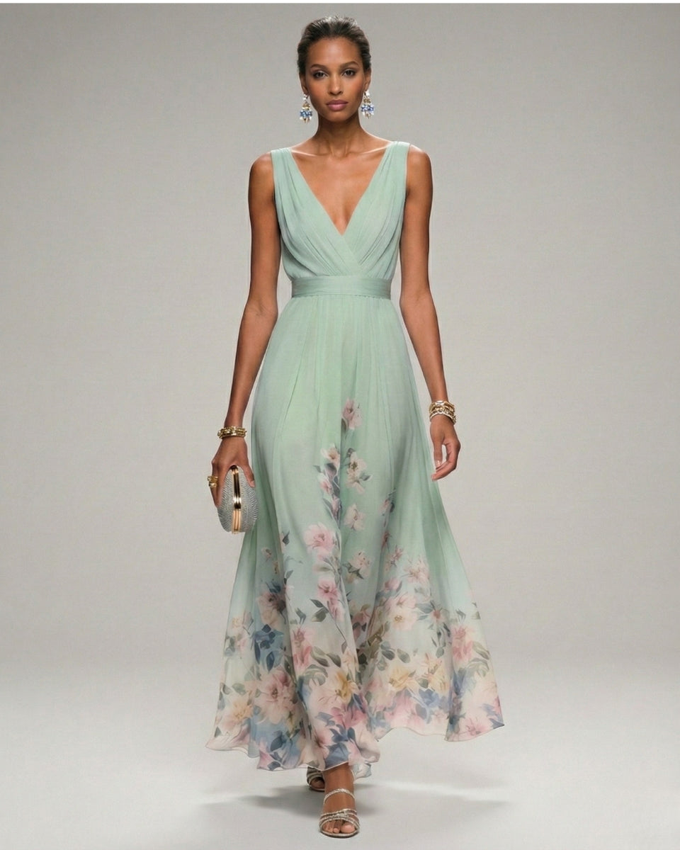 Luna’s Women’s V-Neck Maxi Dress – Enchanted Twilight Elegant Party Style