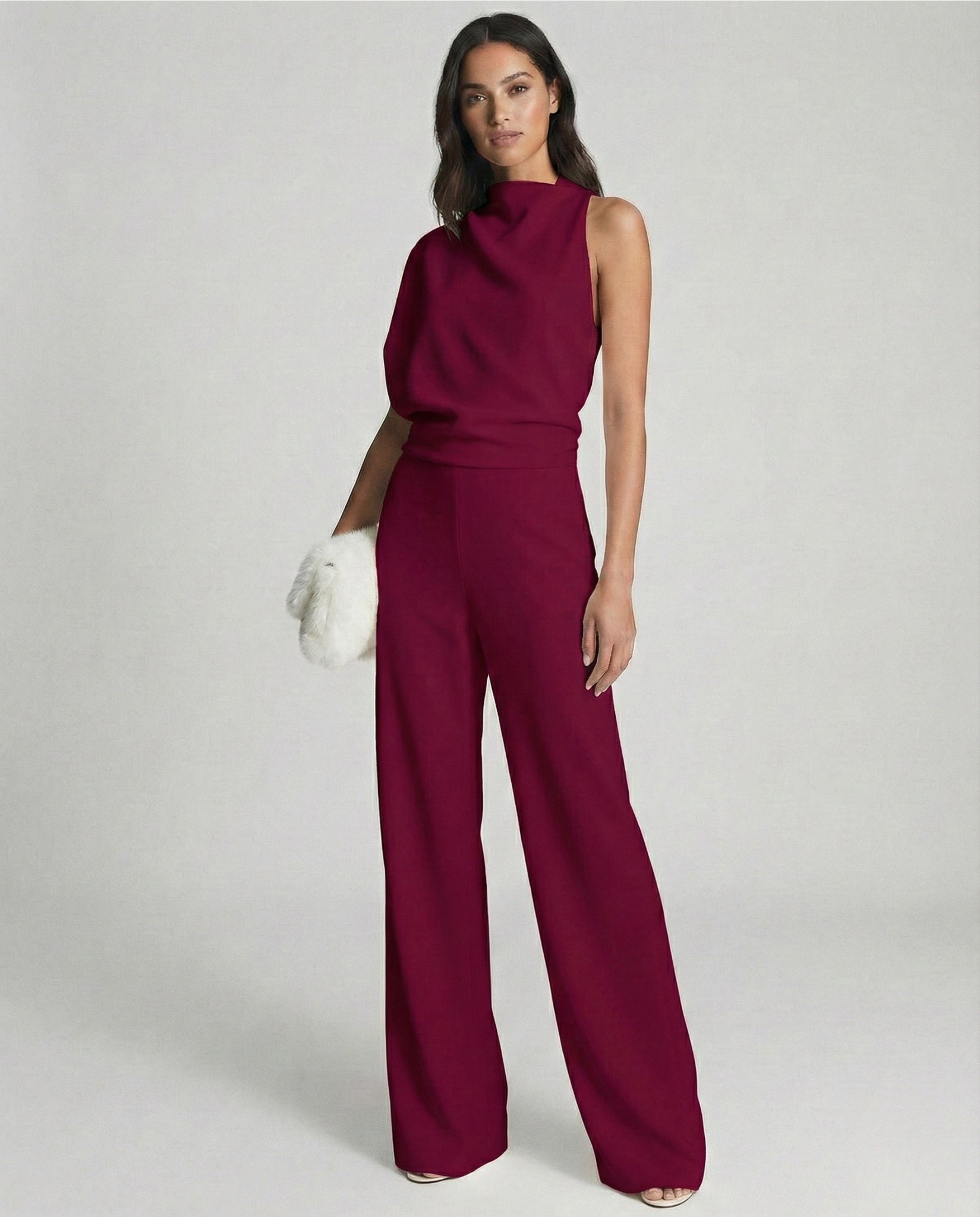 Luna’s Women’s One-Shoulder Jumpsuit – Elegant Midnight Party Style