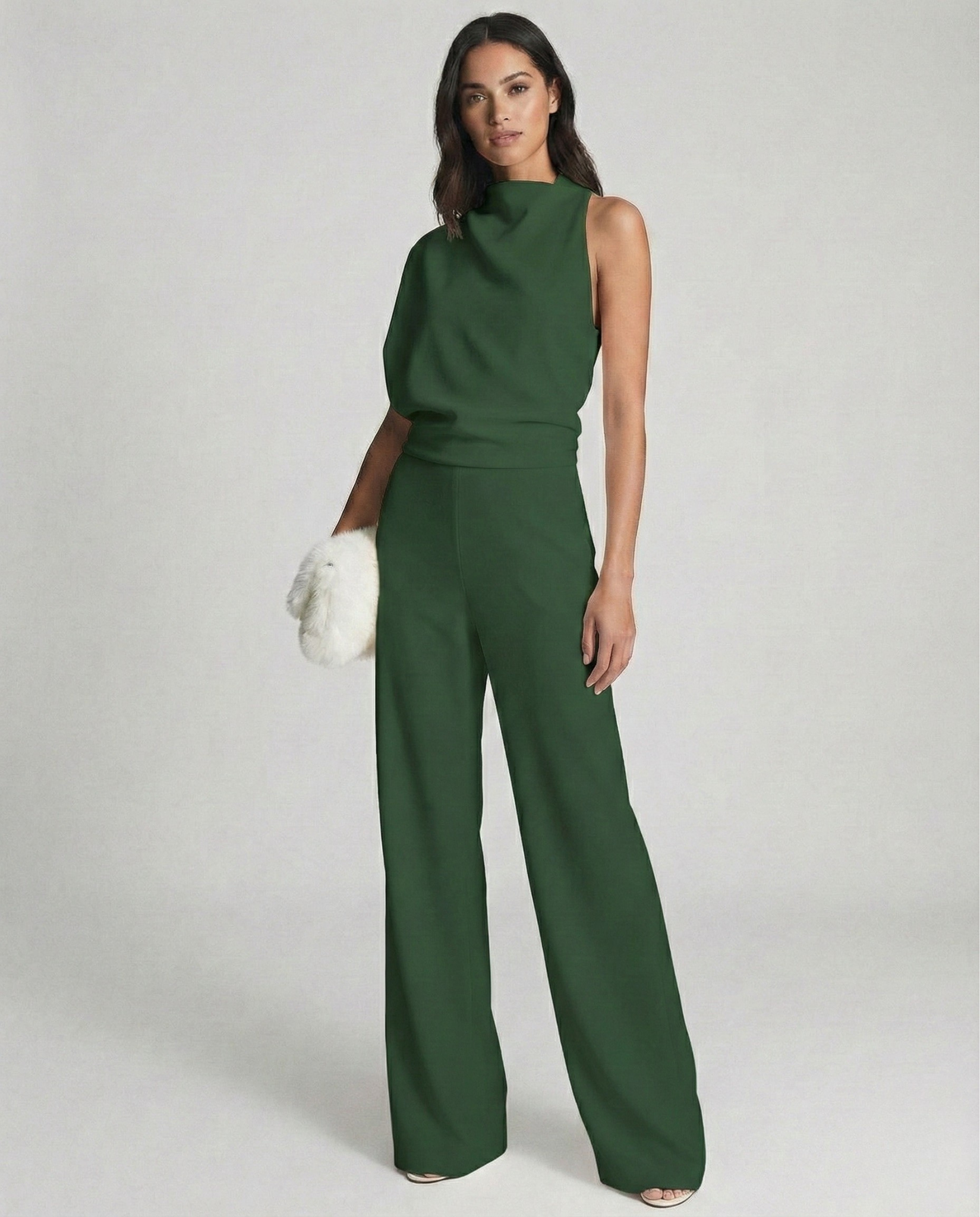 Luna’s Women’s One-Shoulder Jumpsuit – Elegant Midnight Party Style