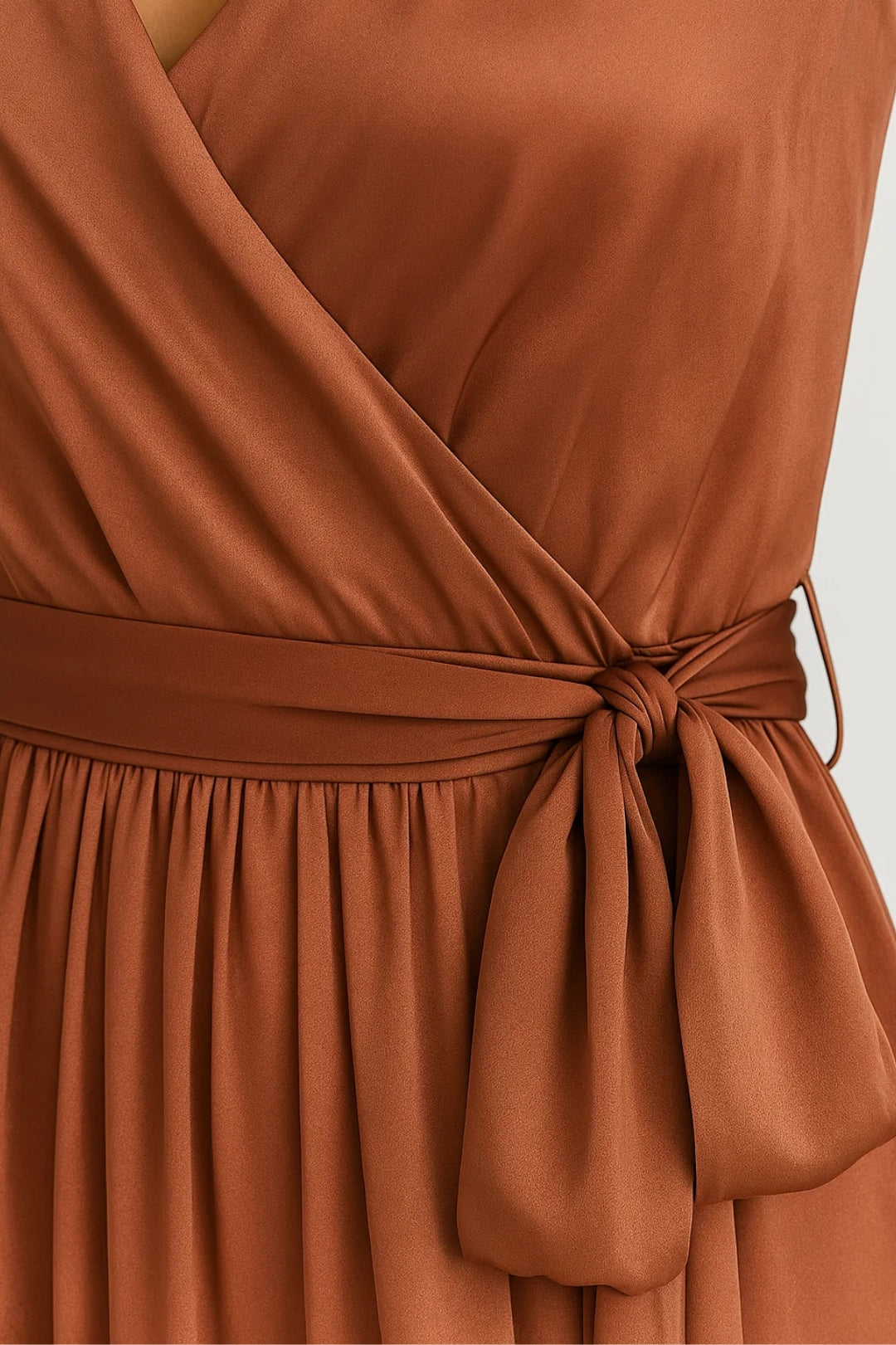 Women's Wrap Maxi Dress with V-Neck and Slit – Elegant Flattering Style