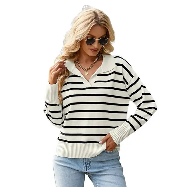 Women's Long Sleeve Polo Top - Casual Chic Everyday Basic